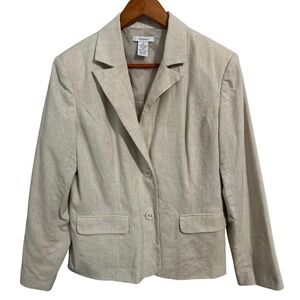 Dress Barn Oatmeal Colored Blazer Jacket Polyester Rayon Linen Women's Size 12